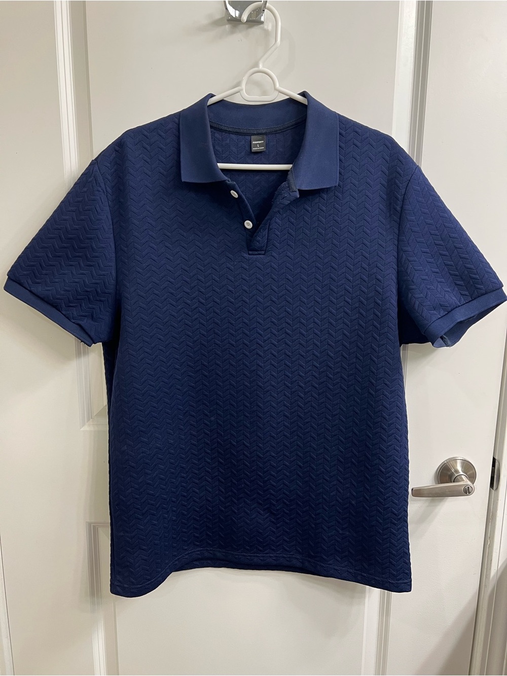 SHEIN Navy Textured Short-Sleeve Polo